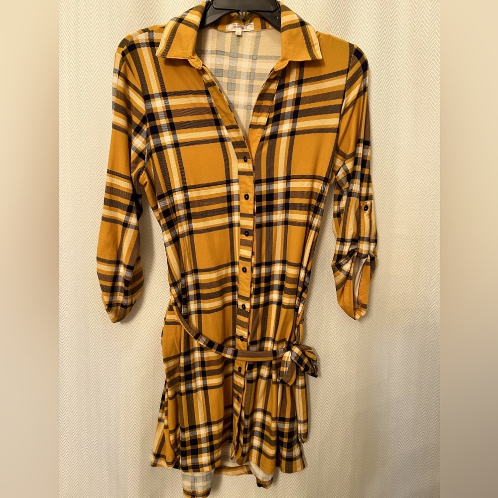 Stella Tweed Yellow Plaid Dress M